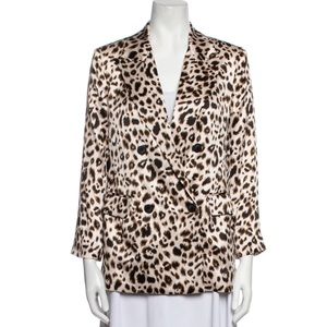 L’agence pink leopard silk blazer